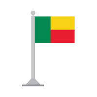 Flag of Benin on flagpole isolated