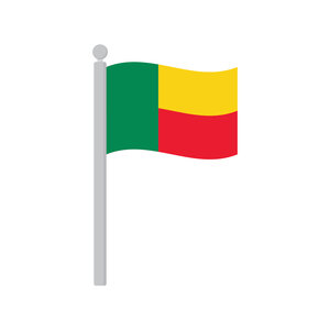 Flag of Benin on flagpole isolated